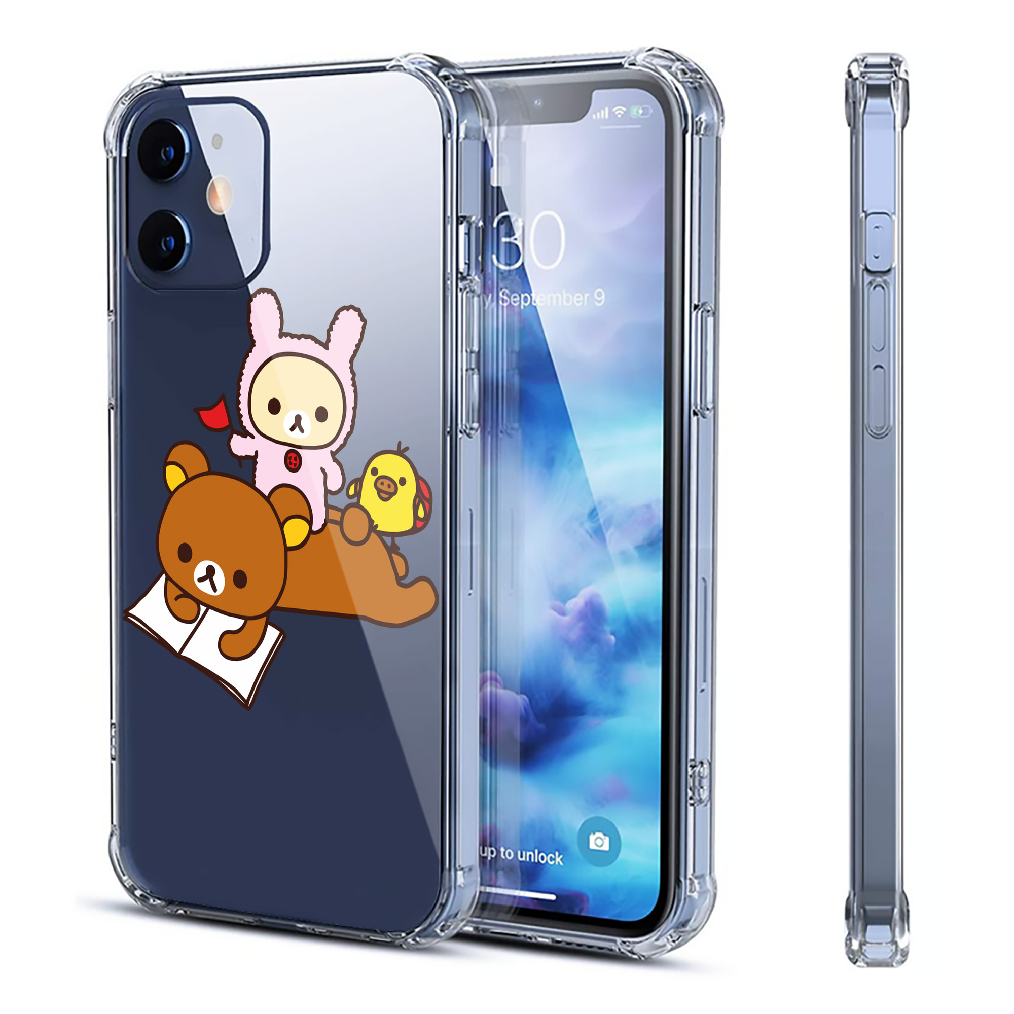 （画像用） リラックマ リラックマ キイロイトリ Rilakkuma Korilakkuma Kiiroitori 【iPhone 12シリーズ対応】透明スマホケース（クリアソフトケース）